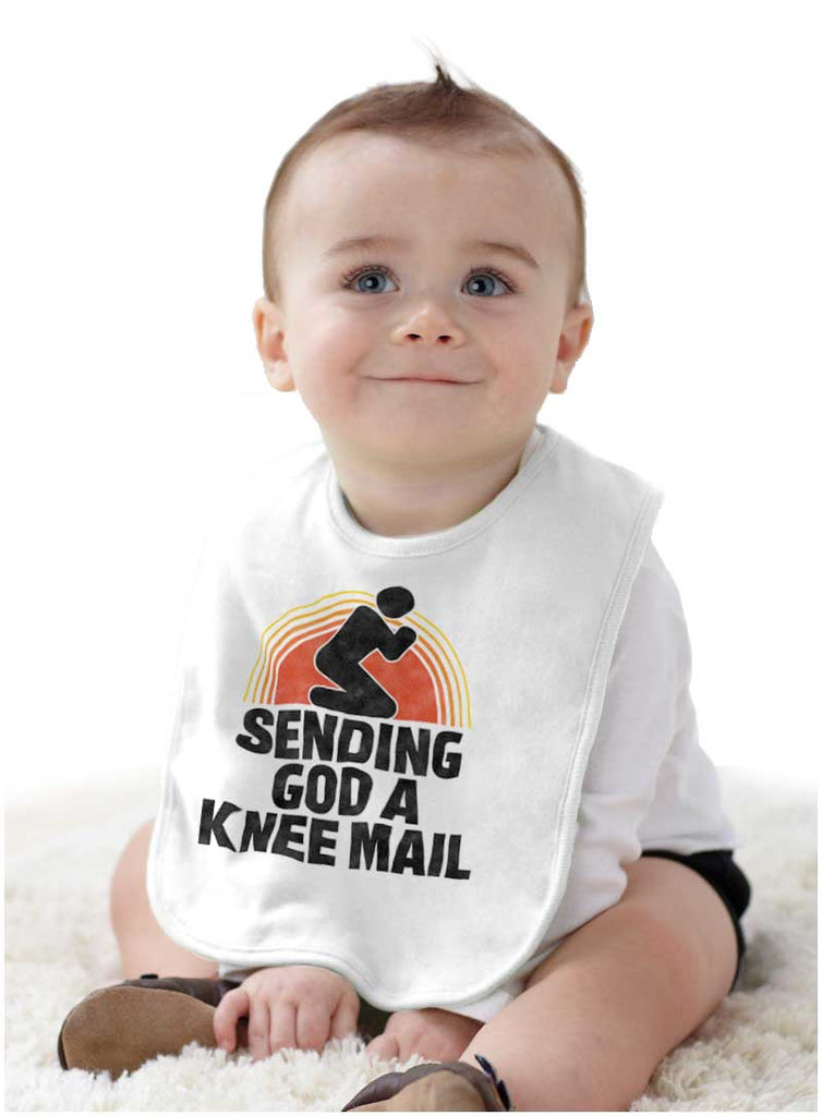 Sending God A Knee Mail Infant Baby Bib-Direct To Garment Print-Brisco Baby