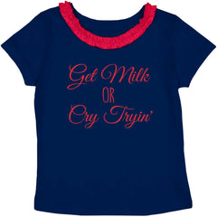 Get Milk Toddler Ruffled Trim T-Shirt-Direct To Garment Print-Brisco Baby