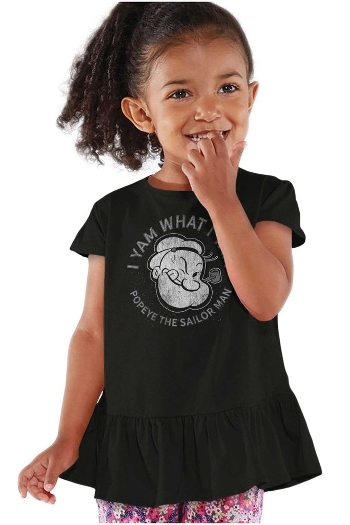I Yam What I Yam Toddler Ruffle Bottom Tee-Direct To Garment Print-Brisco Baby