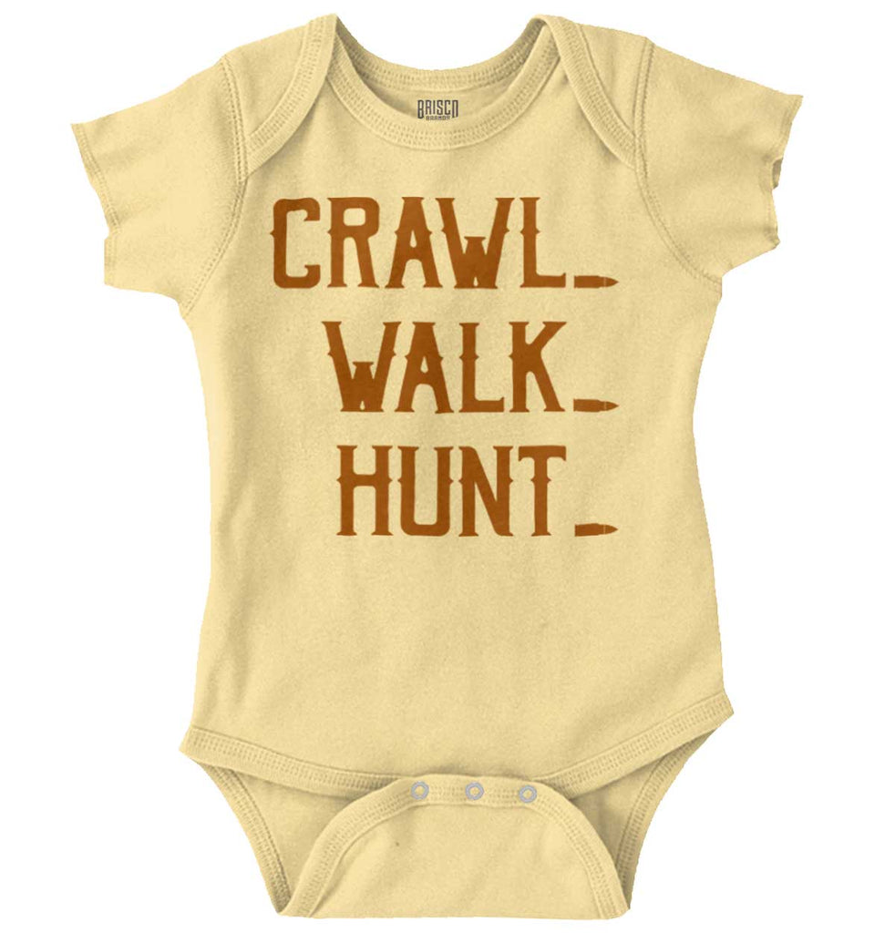 Crawl Walk Hunt Baby Romper Bodysuit-Direct To Garment Print-Brisco Baby