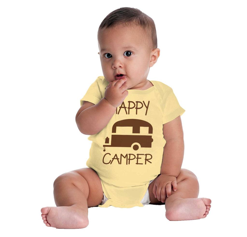 Happy Camper Romper Bodysuit-Direct To Garment Print-Brisco Baby