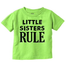 Little Sisters Rule Infant Toddler T Shirt-Direct To Garment Print-Brisco Baby
