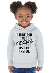 9 Months On The Inside Toddler Pullover Hoodie-Direct To Garment Print-Brisco Baby