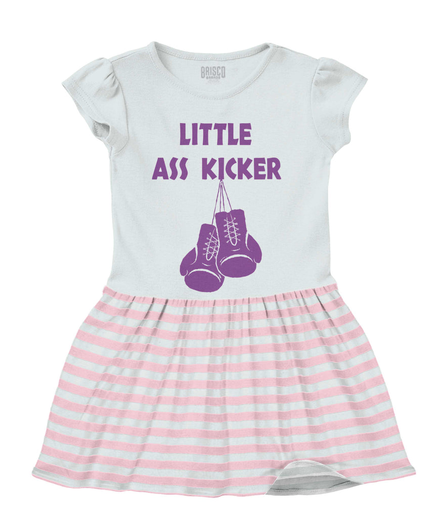 Little Ass Kicker Baby Striped Skirt Dress-Direct To Garment Print-Brisco Baby