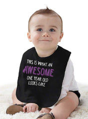 Awesome One Year Old Infant Baby Bib-Direct To Garment Print-Brisco Baby