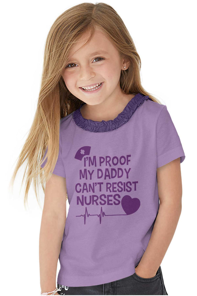 Can't Resist Nurses Toddler Ruffled Trim T-Shirt-Direct To Garment Print-Brisco Baby