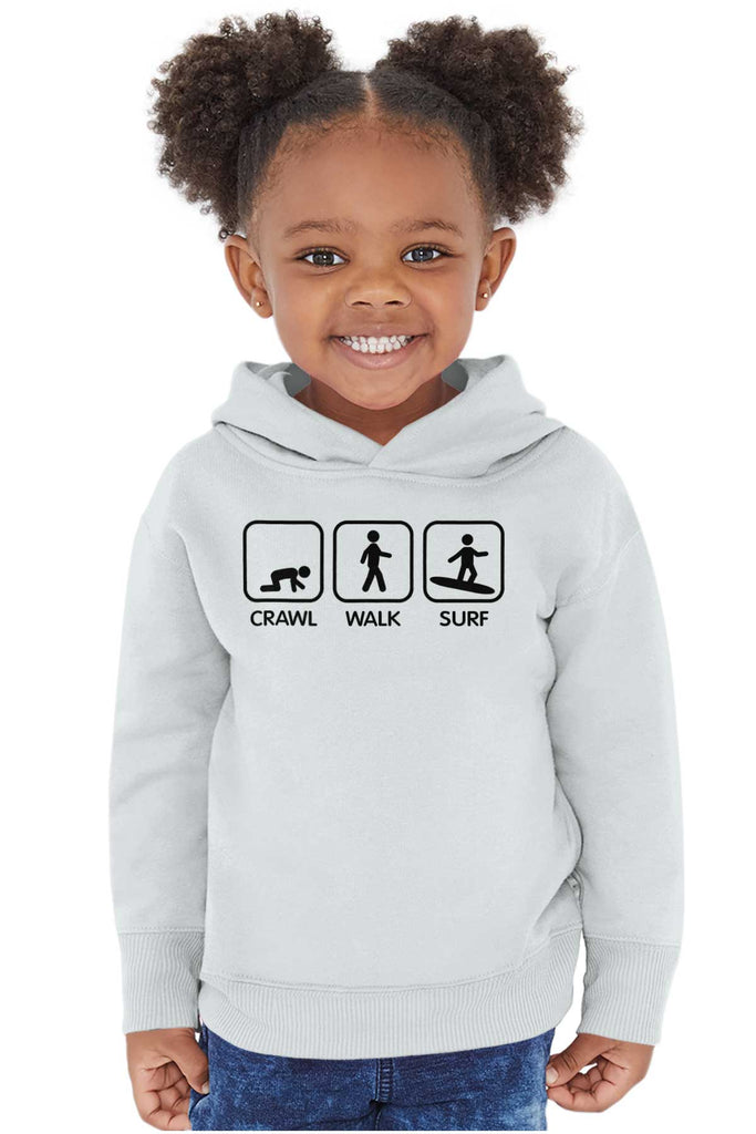 Crawl Walk Surf Toddler Pullover Hoodie-Direct To Garment Print-Brisco Baby