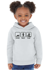 Crawl Walk Surf Toddler Pullover Hoodie-Direct To Garment Print-Brisco Baby