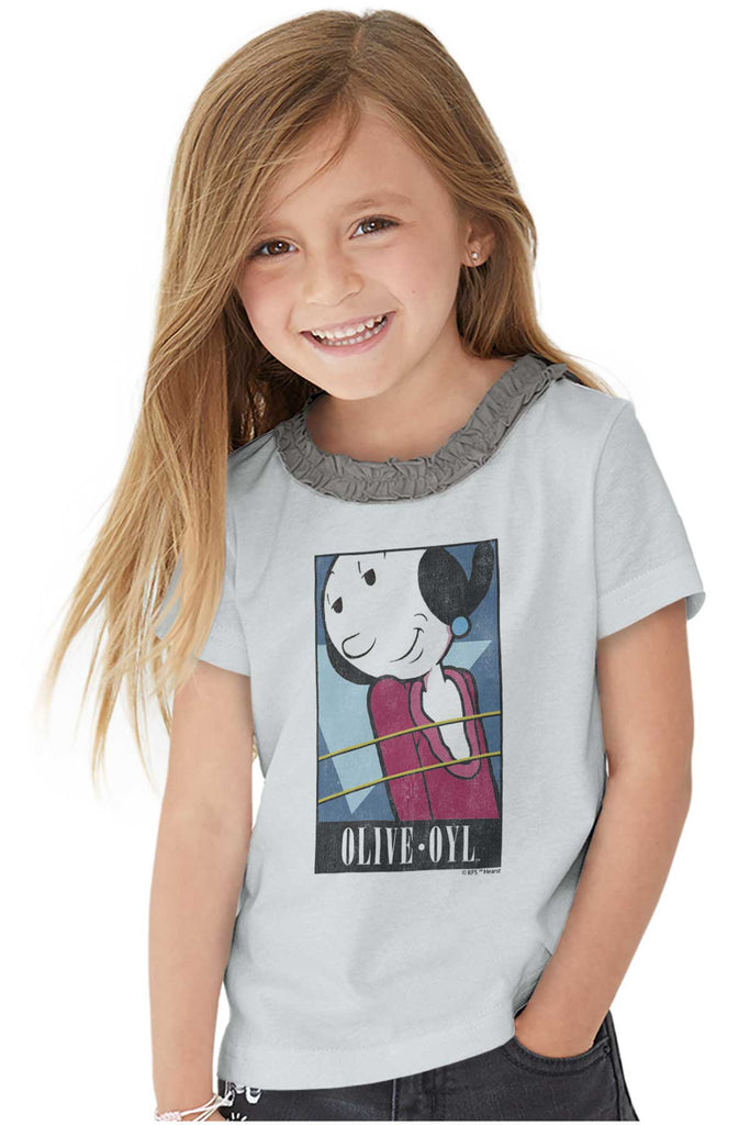 Olive Oyl Toddler Ruffled Trim T-Shirt-Direct To Garment Print-Brisco Baby