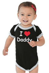 I Heart Daddy Baby Ruffled Trim Romper-Direct To Garment Print-Brisco Baby