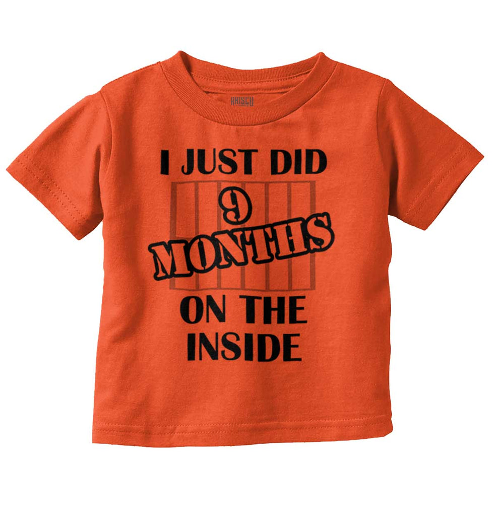9 Months On The Inside Infant Toddler T Shirt-Direct To Garment Print-Brisco Baby