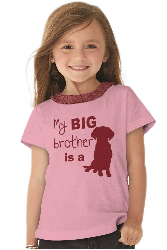 Brother is a Dog Toddler Ruffled Trim T-Shirt-Direct To Garment Print-Brisco Baby