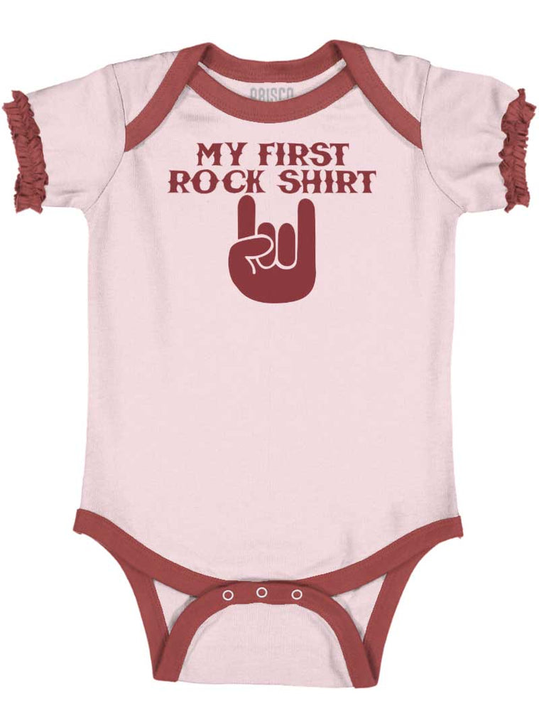 Rock Shirt Baby Ruffled Trim Romper-Direct To Garment Print-Brisco Baby