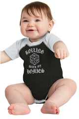 Rolling With My Homies Dungeons Raglan Romper Bodysuit-Direct To Garment Print-Brisco Baby