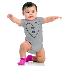 Lil' Sis Heart Romper Bodysuit-Direct To Garment Print-Brisco Baby