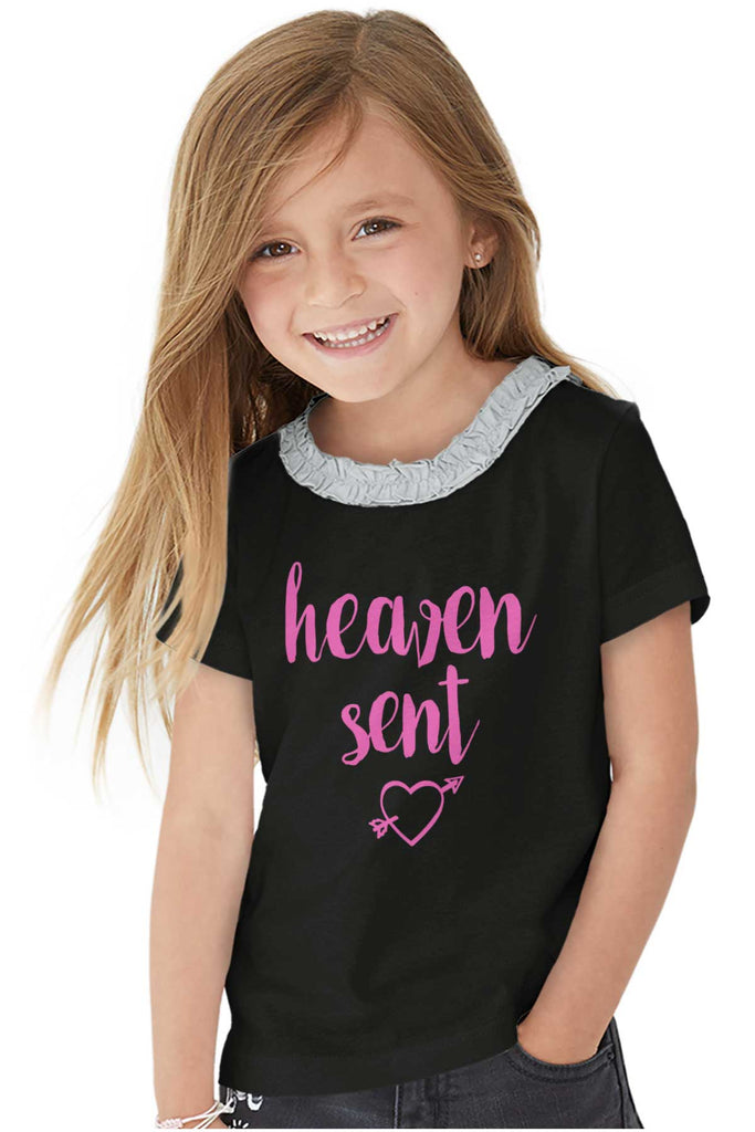 Heaven Sent Toddler Ruffled Trim T-Shirt-Direct To Garment Print-Brisco Baby