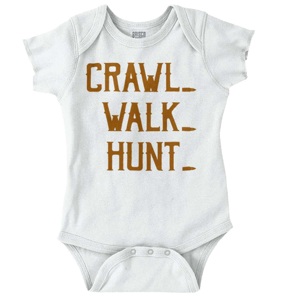 Crawl Walk Hunt Baby Romper Bodysuit-Direct To Garment Print-Brisco Baby