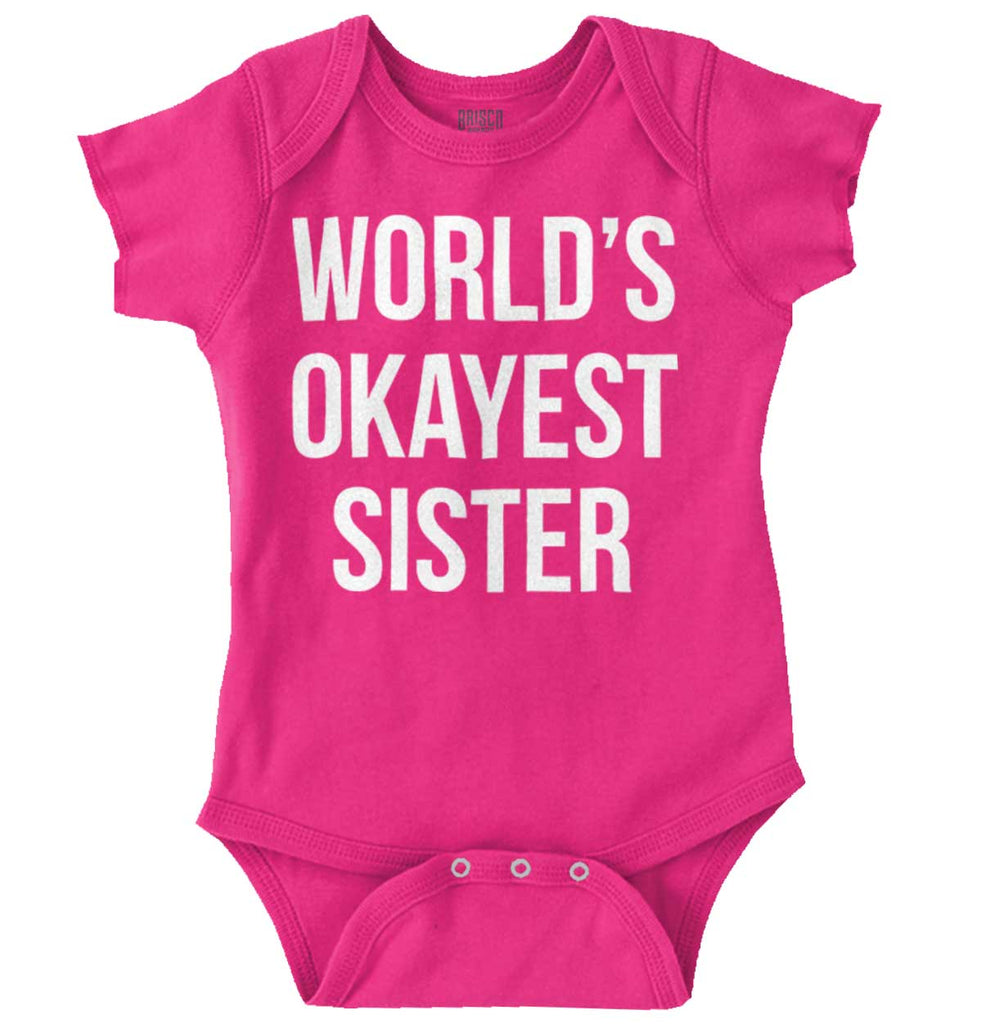 World's Okayest Sister Romper Bodysuit-Direct To Garment Print-Brisco Baby