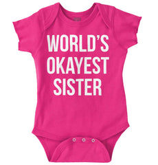 World's Okayest Sister Romper Bodysuit-Direct To Garment Print-Brisco Baby