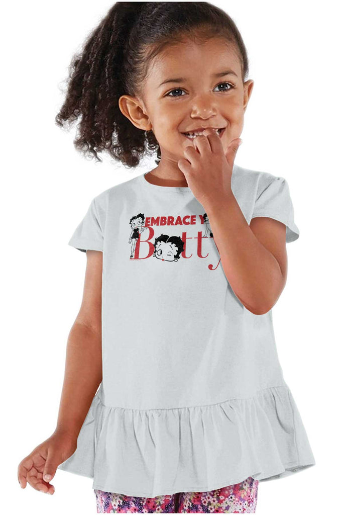 Embrace Betty Toddler Ruffle Bottom Tee-Direct To Garment Print-Brisco Baby