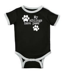 Siblings have paws Ringer Romper Bodysuit-Direct To Garment Print-Brisco Baby