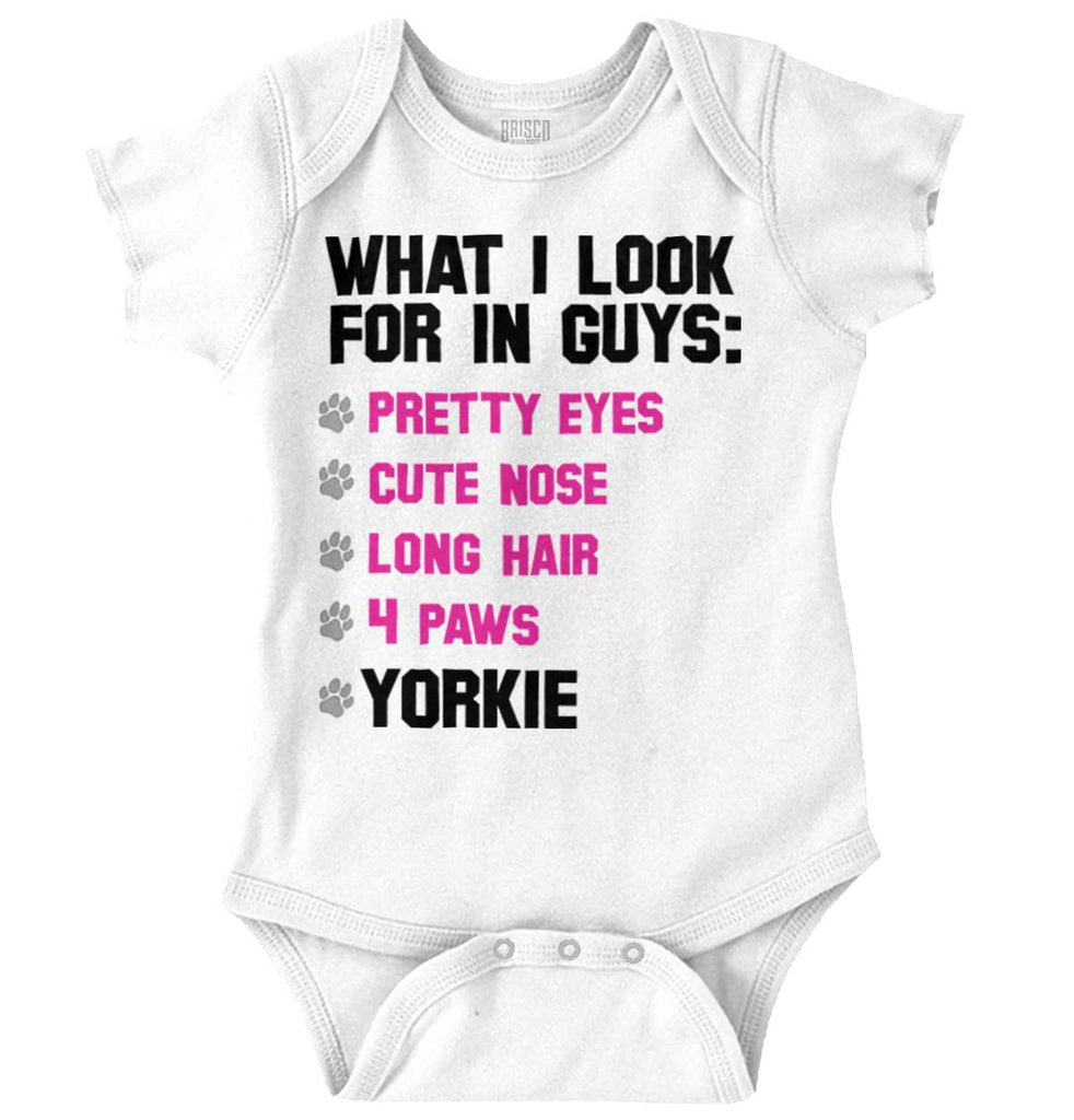 Yorkie Checklist Romper Bodysuit-Direct To Garment Print-Brisco Baby