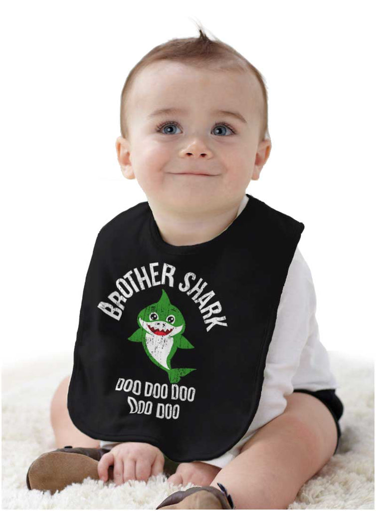 Cartoon Brother Shark Infant Baby Bib-Direct To Garment Print-Brisco Baby