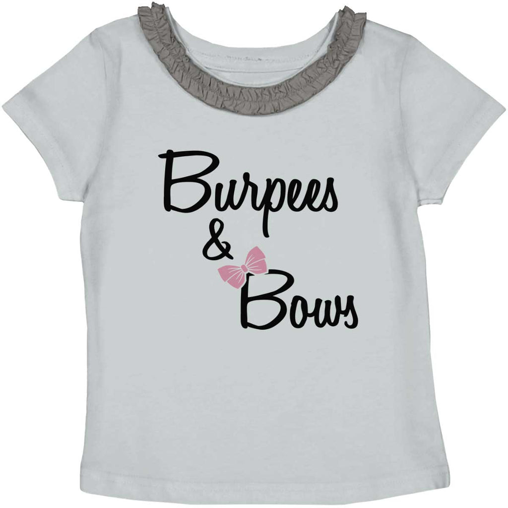 Burpees and Bows Toddler Ruffled Trim T-Shirt-Direct To Garment Print-Brisco Baby