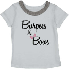 Burpees and Bows Toddler Ruffled Trim T-Shirt-Direct To Garment Print-Brisco Baby
