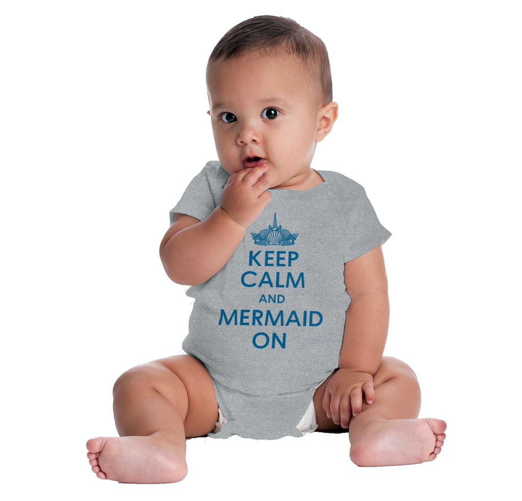 Keep Calm Mermaid On Romper Bodysuit-Direct To Garment Print-Brisco Baby