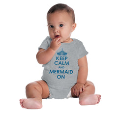 Keep Calm Mermaid On Romper Bodysuit-Direct To Garment Print-Brisco Baby