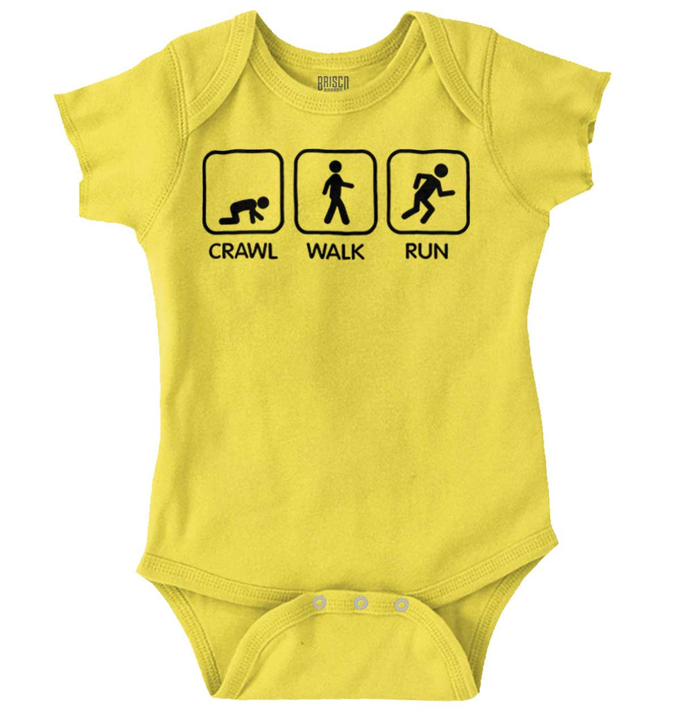 Crawl Walk Run Romper Bodysuit-Direct To Garment Print-Brisco Baby