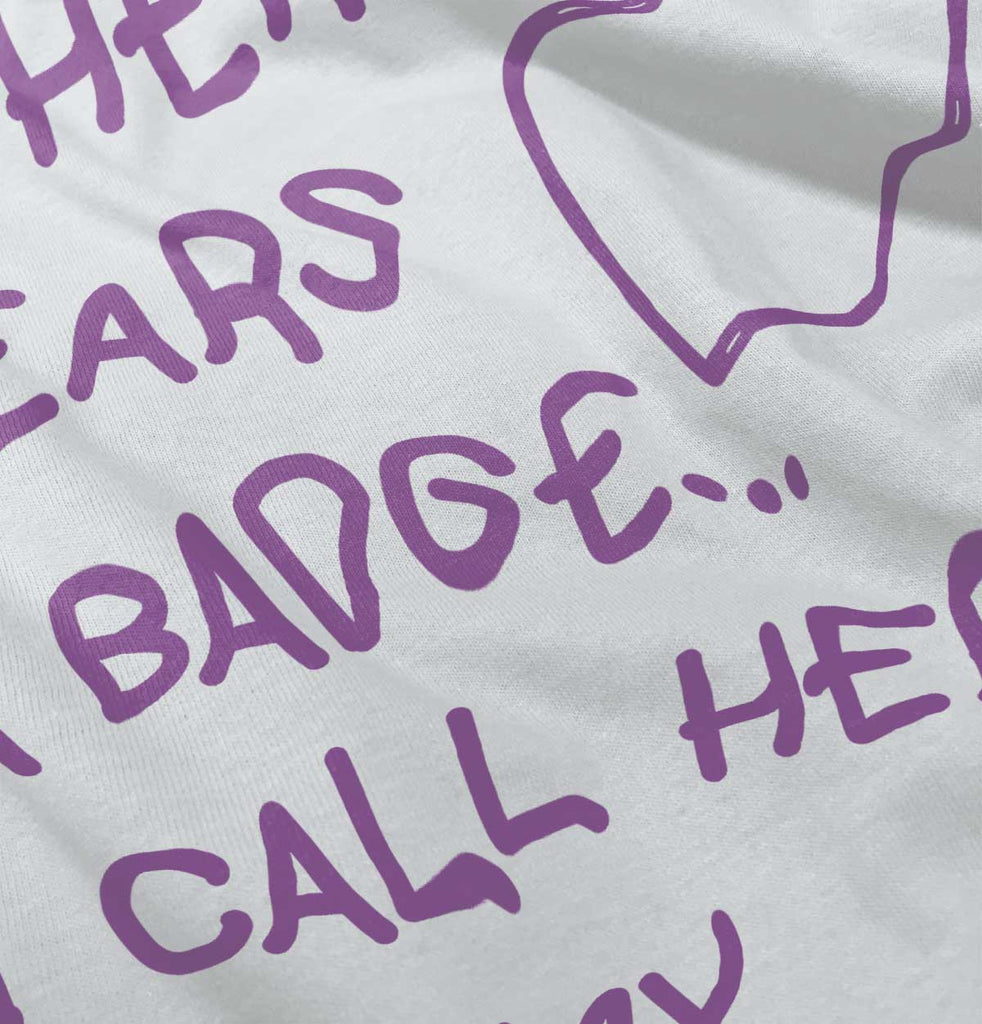 Hero Wears Badge Toddler Ruffle Bottom Tee-Direct To Garment Print-Brisco Baby