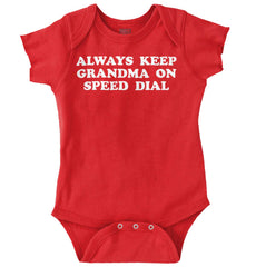 Always Keep Grandma Speed Dial Romper Bodysuit-Direct To Garment Print-Brisco Baby