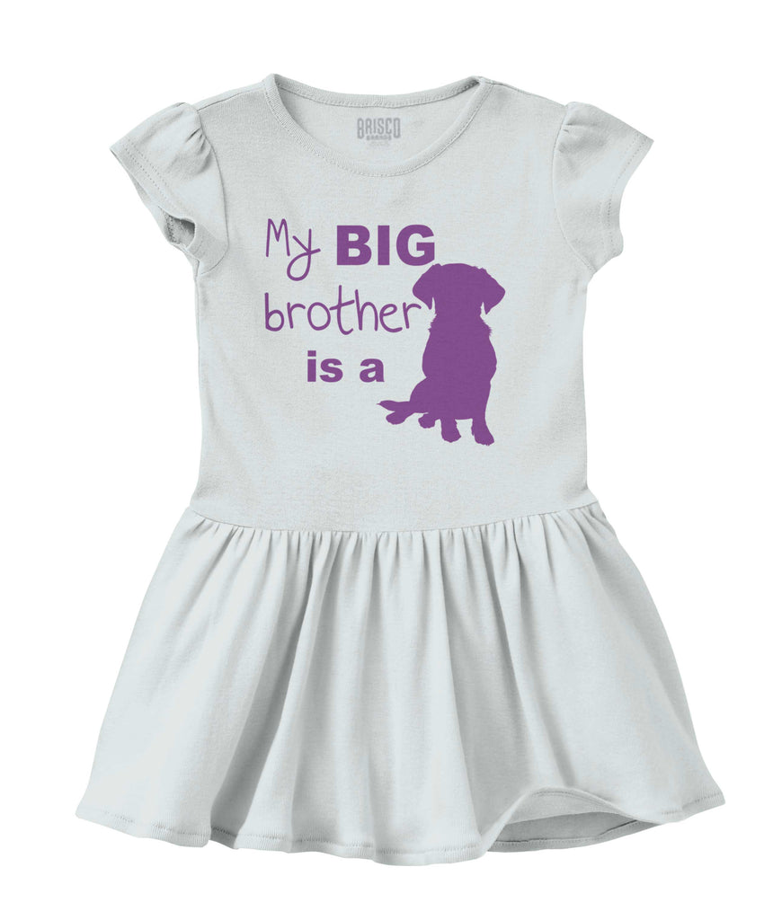 Brother is a Dog Solid Baby Infant Dress-Direct To Garment Print-Brisco Baby