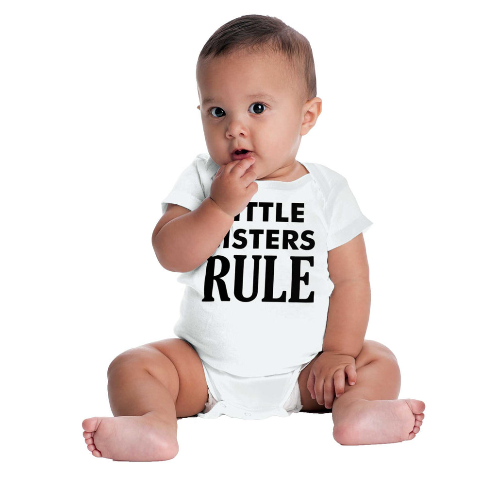 Little Sisters Rule Romper Bodysuit-Direct To Garment Print-Brisco Baby