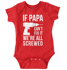 Papa Can't Fix We're Screwed Romper Bodysuit-Direct To Garment Print-Brisco Baby