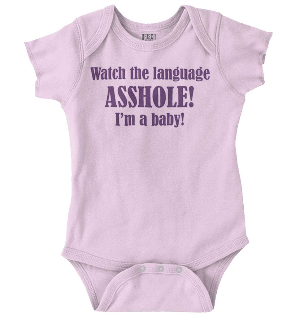 Watch The Language Romper Bodysuit-Direct To Garment Print-Brisco Baby