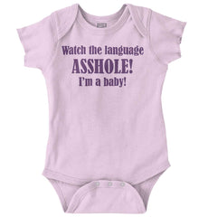 Watch The Language Romper Bodysuit-Direct To Garment Print-Brisco Baby