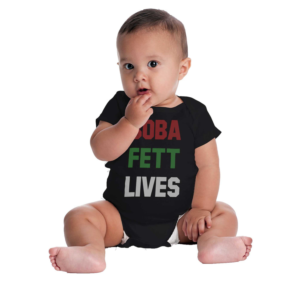 Boba Fett Lives Romper Bodysuit-Direct To Garment Print-Brisco Baby
