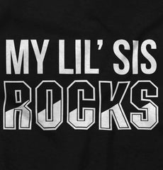 My Lil' Sis Rocks Romper Bodysuit-Direct To Garment Print-Brisco Baby