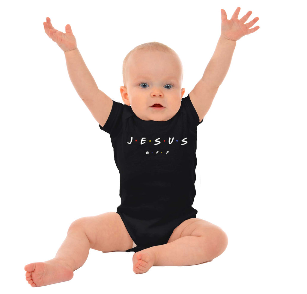 Jesus Christ BFF Romper Bodysuit-Direct To Garment Print-Brisco Baby