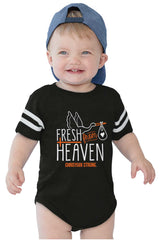 Fresh From Heaven Football Romper Bodysuit-Direct To Garment Print-Brisco Baby