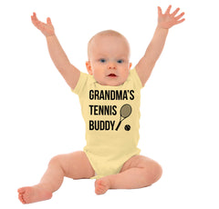 Grandma's Tennis Buddy Romper Bodysuit-Direct To Garment Print-Brisco Baby