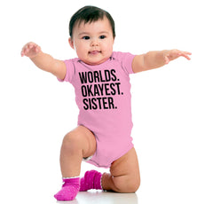 Worlds Okayest Sister Romper Bodysuit-Direct To Garment Print-Brisco Baby
