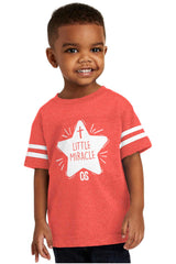 Little Miracle Toddler Football Jersey Tee-Direct To Garment Print-Brisco Baby