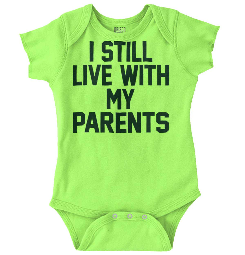 Live With My Parents Romper Bodysuit-Direct To Garment Print-Brisco Baby