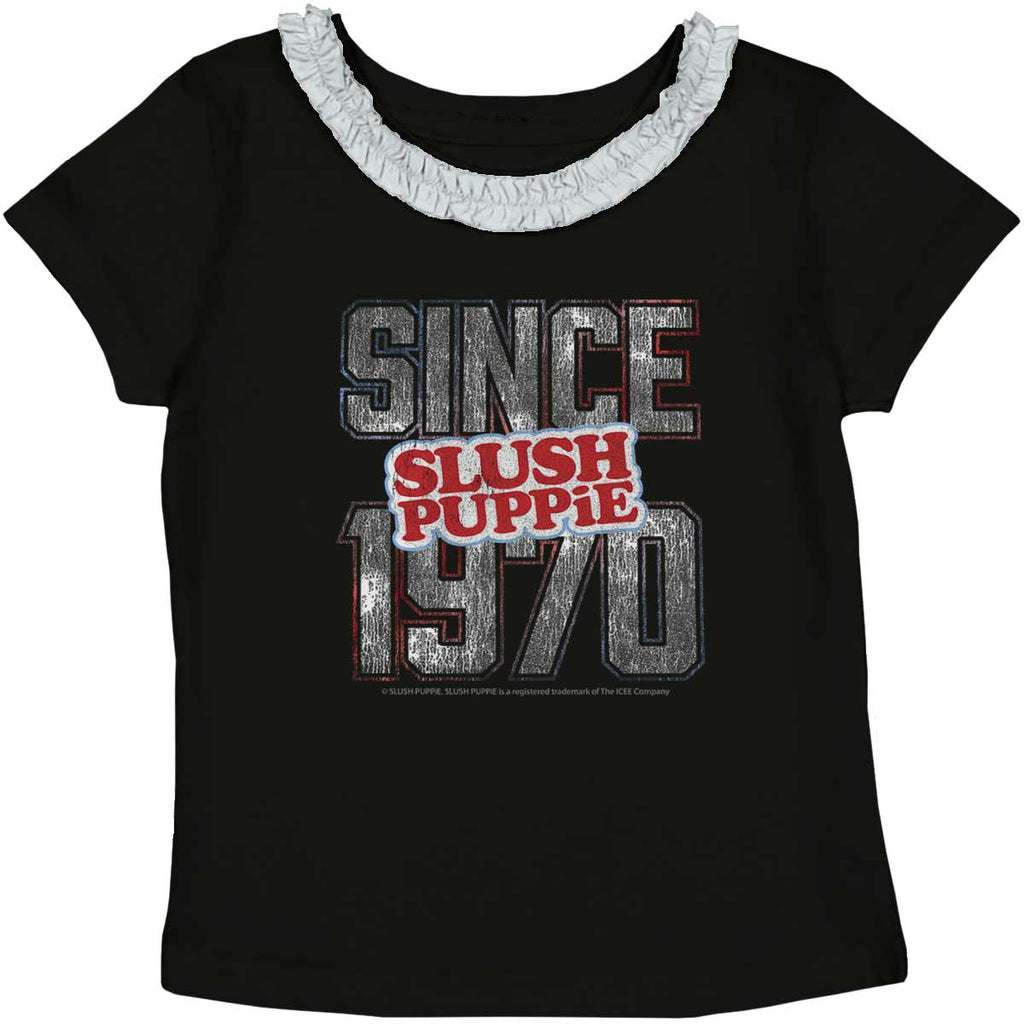 Since 1970 Toddler Ruffled Trim T-Shirt-Direct To Garment Print-Brisco Baby