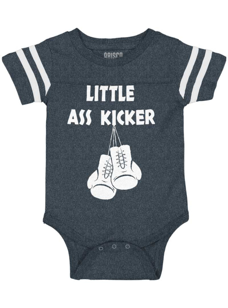 Little Ass Kicker Football Romper Bodysuit-Direct To Garment Print-Brisco Baby