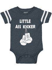 Little Ass Kicker Football Romper Bodysuit-Direct To Garment Print-Brisco Baby